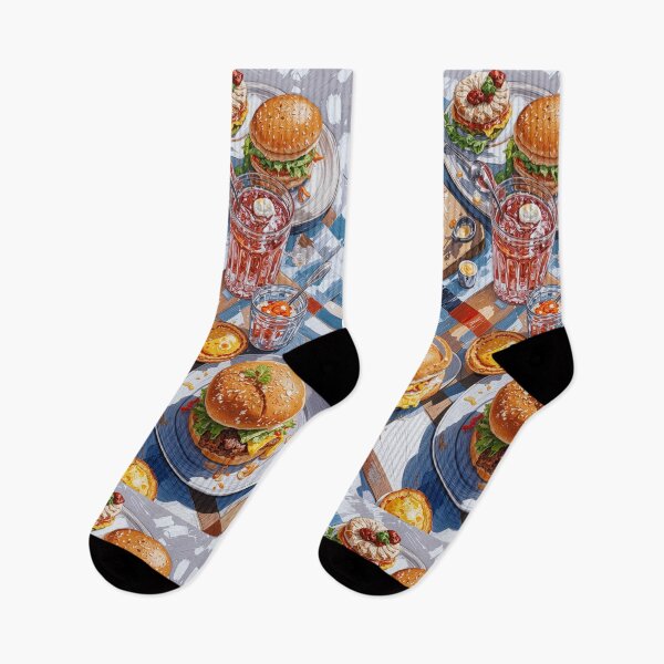 Item preview, Vibrant Summer Picnic – Colorful Food Art with Burgers, Pizza & Lemon Drinks designed and sold by Grafititee.
