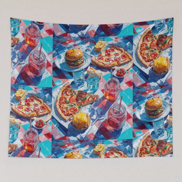 Item preview, Vibrant Summer Picnic – Colorful Food Art with Burgers, Pizza & Lemon Drinks designed and sold by Grafititee.