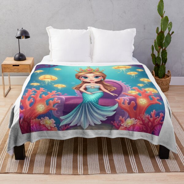 Item preview, Underwater Coral Princess – Pearl Crown, Mermaid Tail & Glowing Jellyfish Fantasy Art designed and sold by swara-2016.