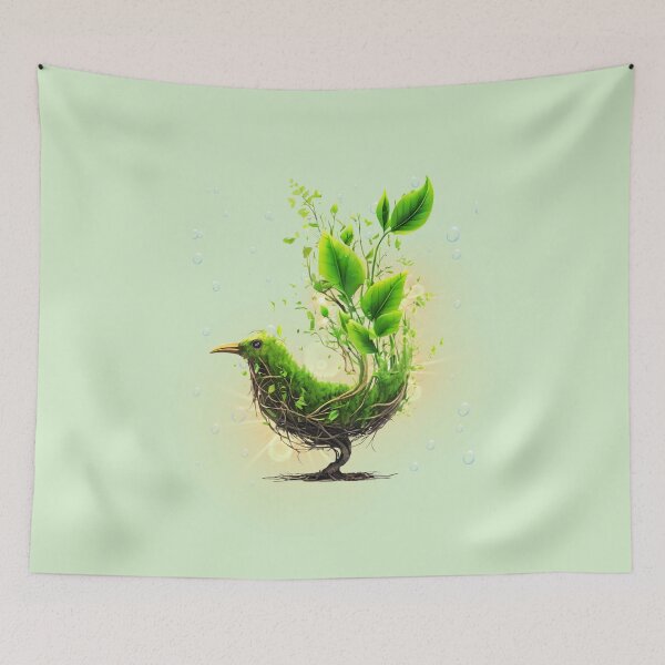 Item preview, Green Botanical Spirit Bird – Eco Fantasy designed and sold by Ivy-Triggs.