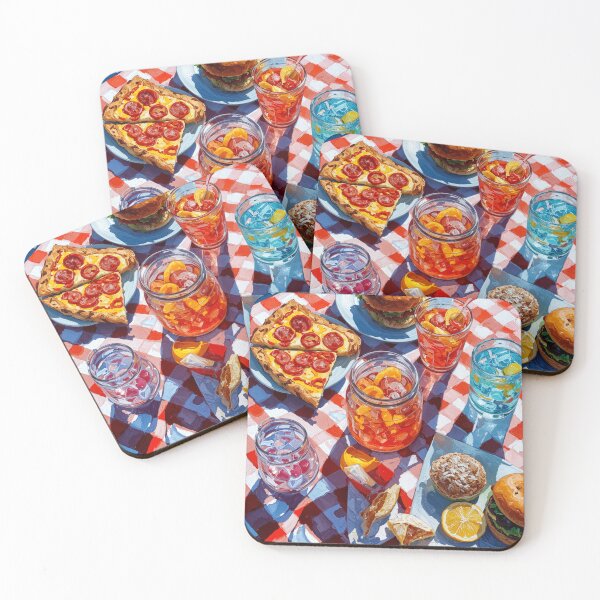 Item preview, Vibrant Summer Picnic – Colorful Food Art with Burgers, Pizza & Lemon Drinks designed and sold by Grafititee.