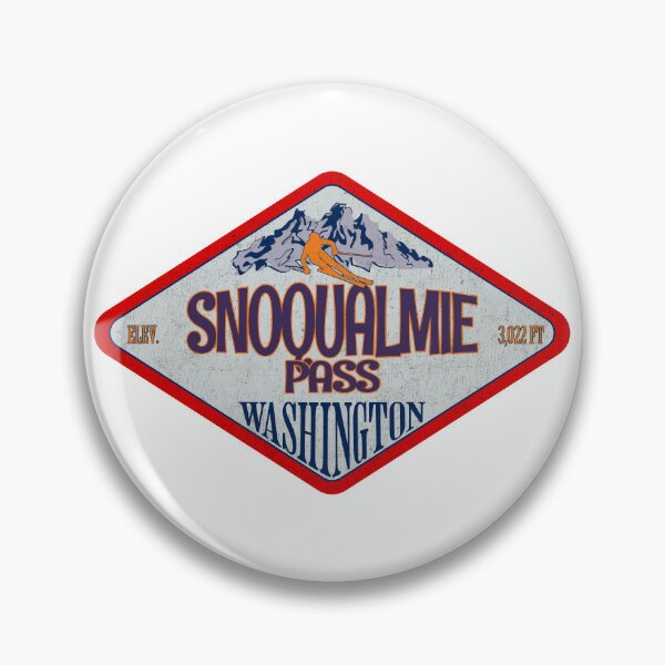 Item preview, Snoqualmie Pass Ski Resort, Washington, Vintage skiing badge design designed and sold by Wanderful-roads.