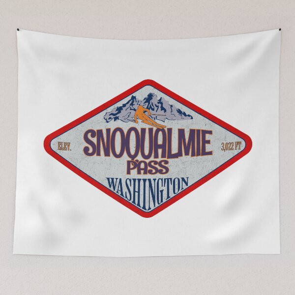 Item preview, Snoqualmie Pass Ski Resort, Washington, Vintage skiing badge design designed and sold by Wanderful-roads.
