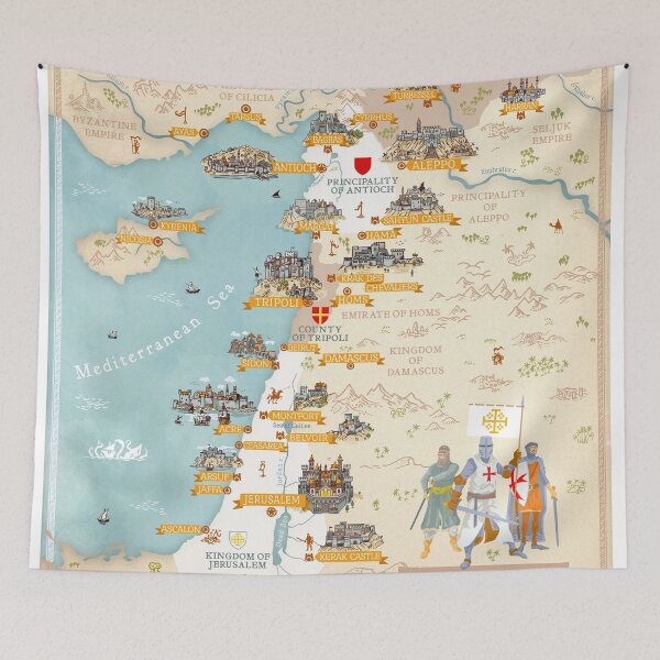 Item preview, Map of Crusader States 1135 designed and sold by QatlasMap Shop.