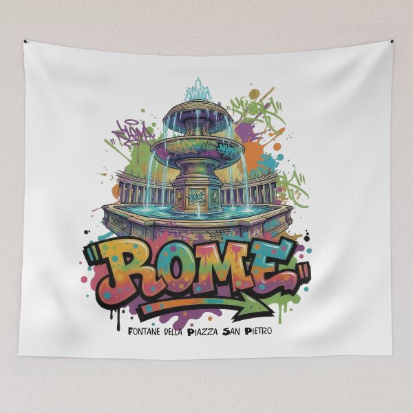 Item preview, St. Peter’s Square Fountains, Vatican City – Twins of Water and Stone Vibrant Graffiti Art designed and sold by Earth Celebration Designs.
