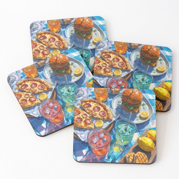 Item preview, Vibrant Summer Picnic – Colorful Food Art with Burgers, Pizza & Lemon Drinks designed and sold by Grafititee.