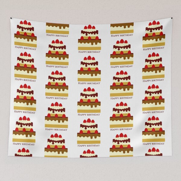 Item preview, Happy Birthday Two Tiered Strawberry Celebration Cake designed and sold by Jirada.