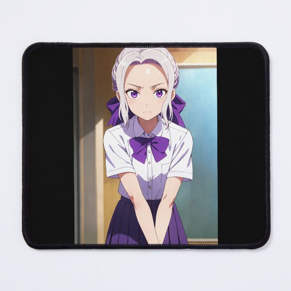 Item preview, Shino Kiryuu Girlfriend Girlfriend Anime Art | School Uniform Purple Bow Braids designed and sold by iloveanimechibi.