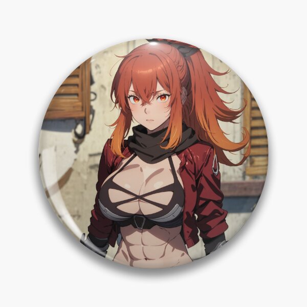 Item preview, Surena Lysandra Anime Art | Red Hair Black Crop Top Abs Warrior Aesthetic designed and sold by iloveanimechibi.