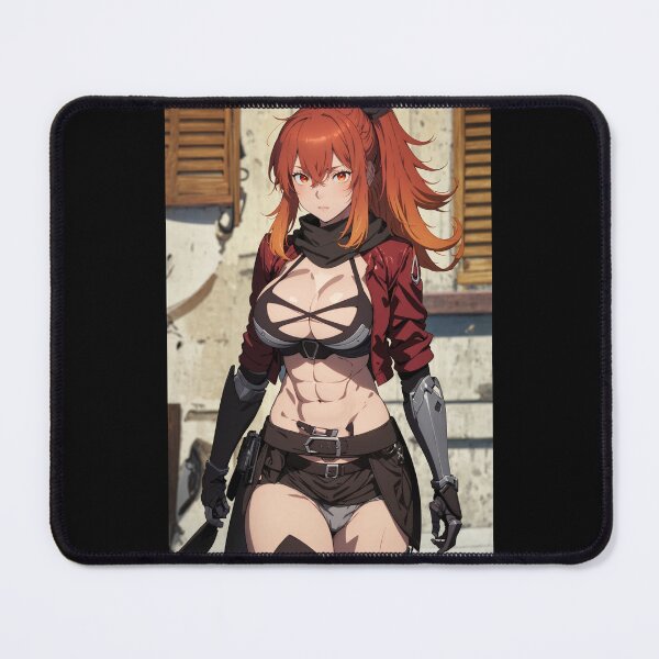 Item preview, Surena Lysandra Anime Art | Red Hair Black Crop Top Abs Warrior Aesthetic designed and sold by iloveanimechibi.