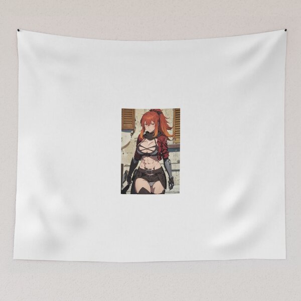 Item preview, Surena Lysandra Anime Art | Red Hair Black Crop Top Abs Warrior Aesthetic designed and sold by iloveanimechibi.