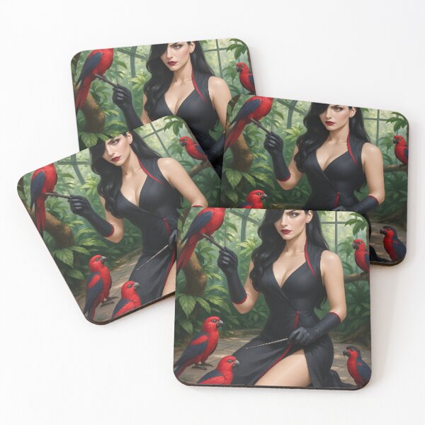 Item preview, Cassandra Kaine kneels with parrots in greenhouse designed and sold by CathryneDelamort.