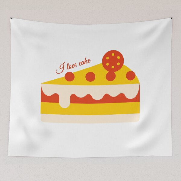 Item preview, I Love Cake" Retro Slice with Cream Icing and Topping designed and sold by Jirada.