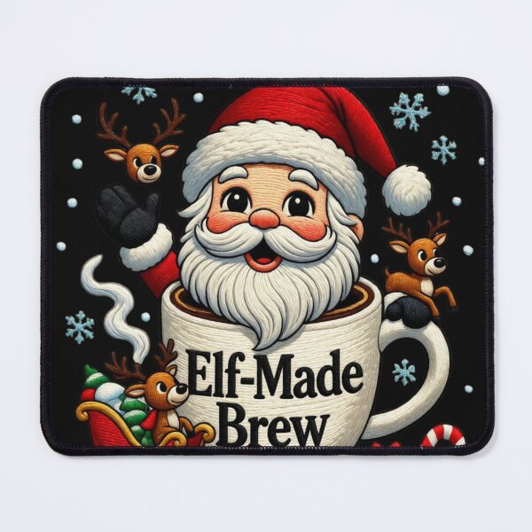 Item preview, Tiny Santa on Coffee Mug - Cute Chibi Christmas Faux Embroidery T-Shirt designed and sold by GeniePixel.