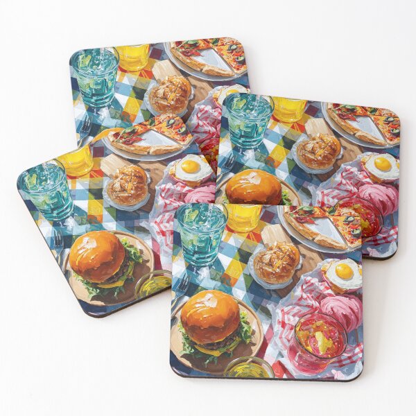 Item preview, Vibrant Summer Picnic – Colorful Food Art with Burgers, Pizza & Lemon Drinks designed and sold by Grafititee.