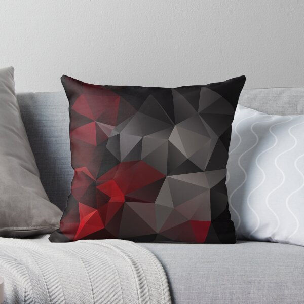 Abstract background of triangles polygon wallpaper in black red colors 2 Throw Pillow