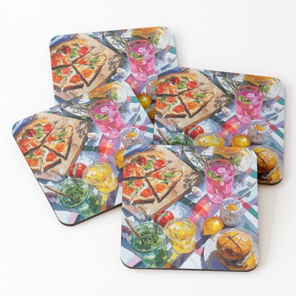 Item preview, Vibrant Summer Picnic – Colorful Food Art with Burgers, Pizza & Lemon Drinks designed and sold by Grafititee.