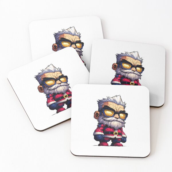 Item preview, Futuristic chibi Santa warrior mascot wearing armored red suit with glowing glasses and rugged stylized details in bold comic illustration designed and sold by Mimoshi ⭐⭐⭐⭐⭐.