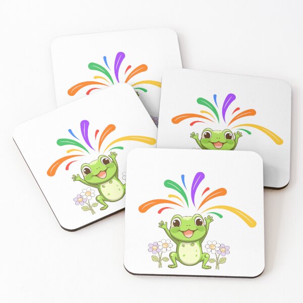 Item preview, Cute Happy Frog With Colorful Bursts Cartoon Design designed and sold by Love3Happy.