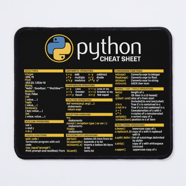 Item preview, Python Cheat Sheet Mouse Pad designed and sold by KLERIKSTORE.