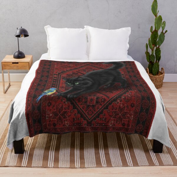 Item preview, Black Cat on Moroccan Rug | Ethnic Gothic Art designed and sold by designwiss.