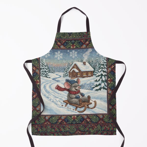 Item preview, woven image, mouse riding a sled designed and sold by Mauswohn.