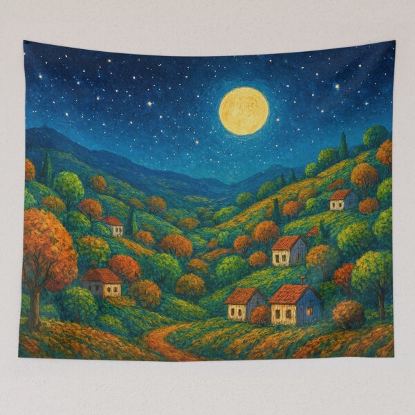 Item preview, Starry night over colorful hills designed and sold by Sigtrix.