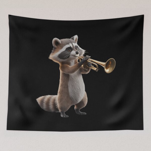 Item preview, Raccoon Playing Trumpet Funny Trumpet Band Raccoon Trumpeter designed and sold by ToriCarylon.