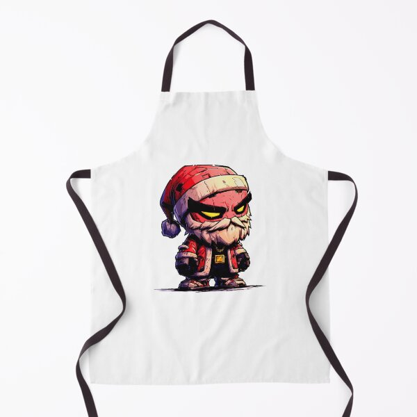 Item preview, Gritty chibi Santa mascot with glowing eyes wearing rugged red outfit and chunky gloves in bold comic illustration style designed and sold by Mimoshi ⭐⭐⭐⭐⭐.