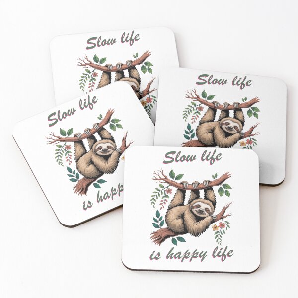 Item preview, "Slow life is happy life" sloth designed and sold by Chris-graphics-art.