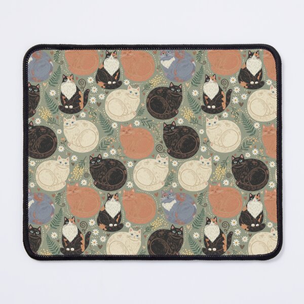 Item preview, Cosy Cat Pattern with Wattle & Ferns designed and sold by TroyTheTerrific.