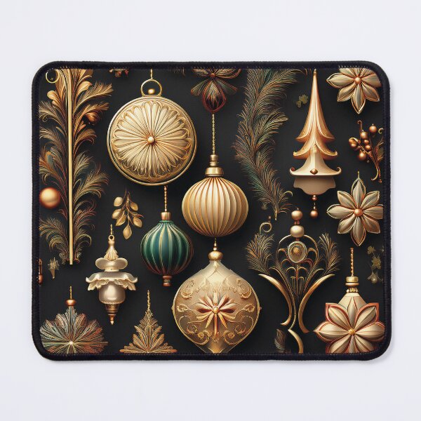 Item preview, Vintage christmas decorations on a black background designed and sold by Photopat.