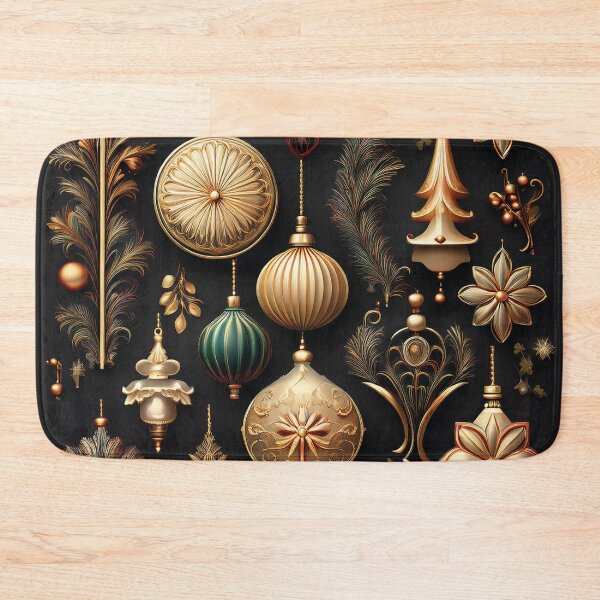 Item preview, Vintage christmas decorations on a black background designed and sold by Photopat.