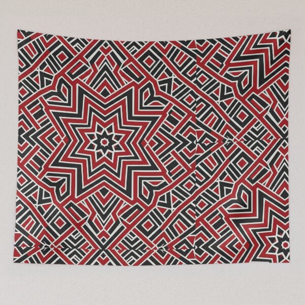Item preview, Moroccan Zellige Pattern: Red, Black & White Geometric Star Design designed and sold by designwiss.