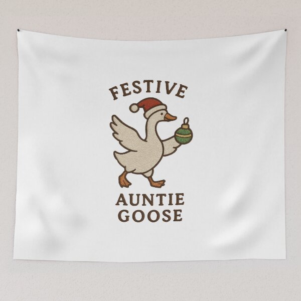 Item preview, Festive Auntie Goose – Cute Christmas Goose Embroidery Style Shirt designed and sold by PrintedWithSoul.