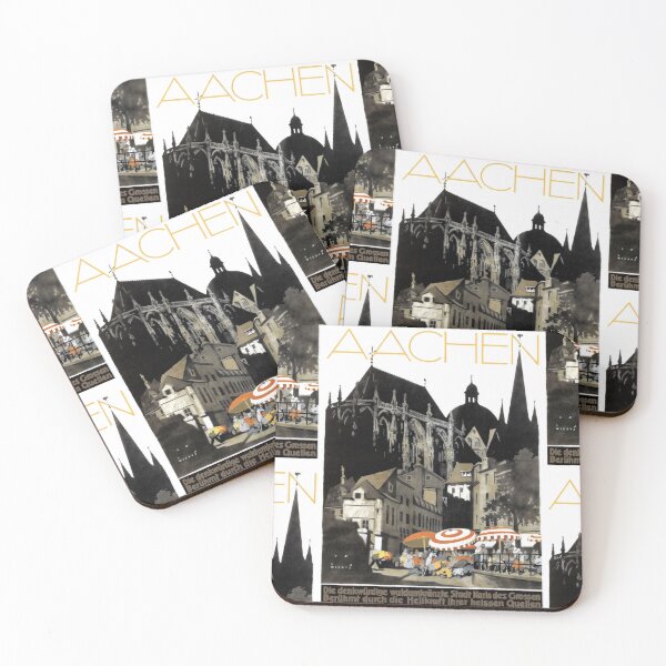 Item preview, Vintage Travel Poster | Aachen Germany Art | Wiertz Design | Aachen Cathedral Print | UNESCO Heritage & Spa Town Decor designed and sold by artofuniverse.