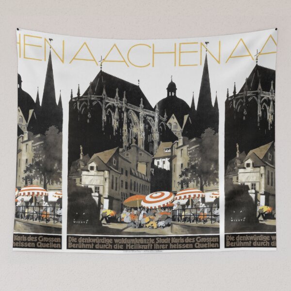 Item preview, Vintage Travel Poster | Aachen Germany Art | Wiertz Design | Aachen Cathedral Print | UNESCO Heritage & Spa Town Decor designed and sold by artofuniverse.