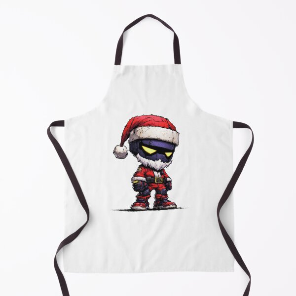Item preview, Futuristic chibi Santa robot mascot wearing armored red suit with glowing yellow eyes and rugged stylized comic detailing designed and sold by Mimoshi ⭐⭐⭐⭐⭐.