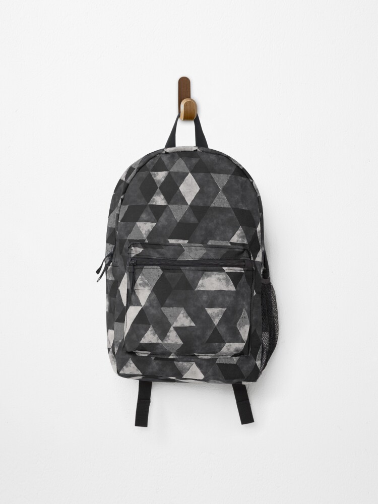 Thumbnail 1 of 3, Backpack, Monochrome Geometric Triangles Pattern designed and sold by DesignByLang.