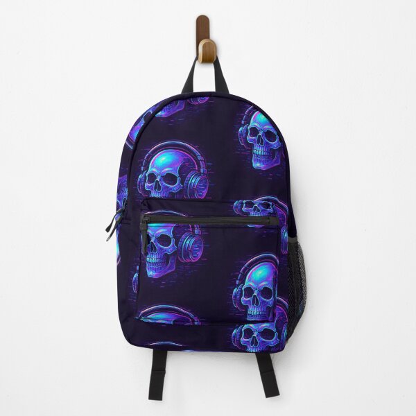 Item preview, Holographic Cyber Skull with Retro 90s Headphones – Neon Glitch Sticker designed and sold by PixelNest2411.