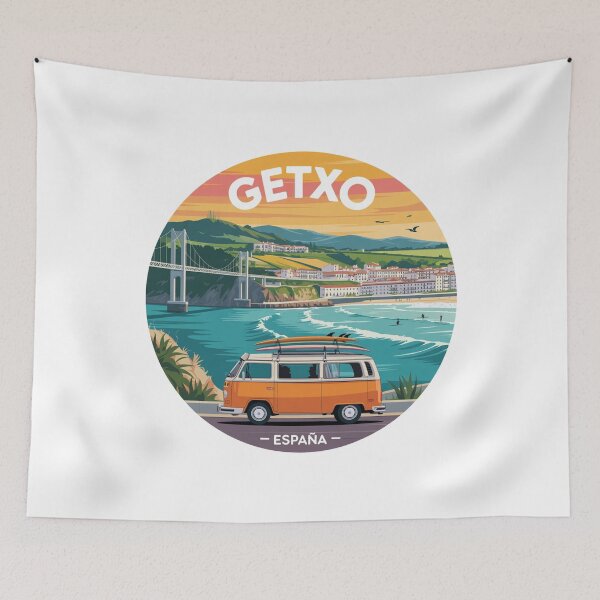Item preview, Getxo España - Retro Coastal Travel Illustration designed and sold by CircinusStore.