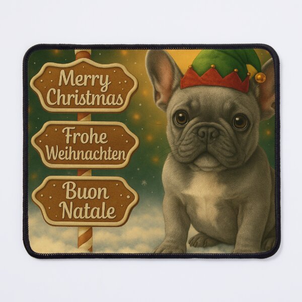 Item preview, Silver French Bulldog Christmas Puppy Art designed and sold by GivingJoy.