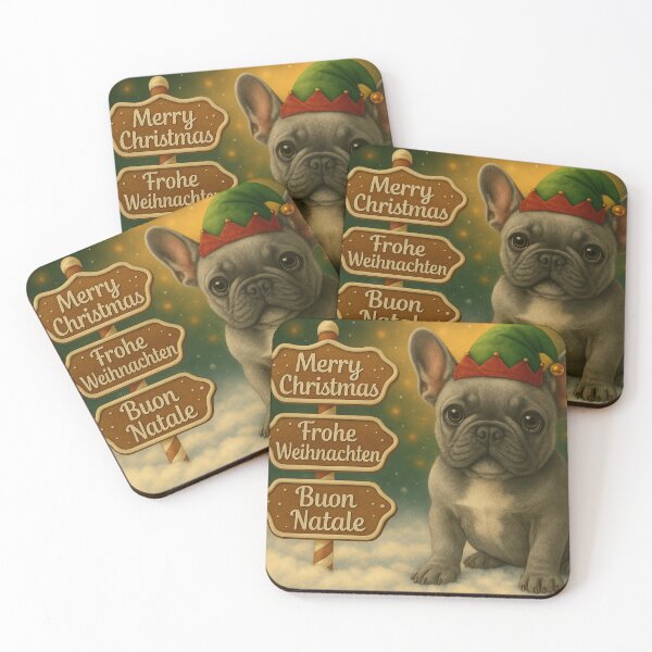 Item preview, Silver French Bulldog Christmas Puppy Art designed and sold by GivingJoy.