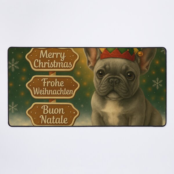 Item preview, Silver French Bulldog Christmas Puppy Art designed and sold by GivingJoy.