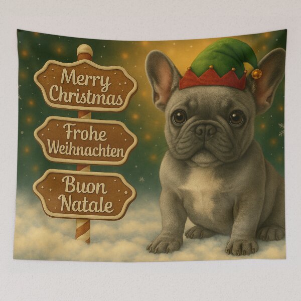 Item preview, Silver French Bulldog Christmas Puppy Art designed and sold by GivingJoy.