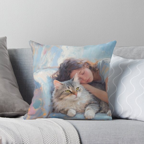Item preview, Cozy Cat and  Sleeping Girl Art designed and sold by HappySproutArt.