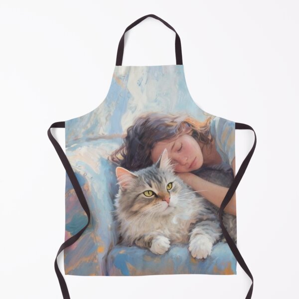 Item preview, Cozy Cat and Sleeping Girl Art designed and sold by HappySproutArt.