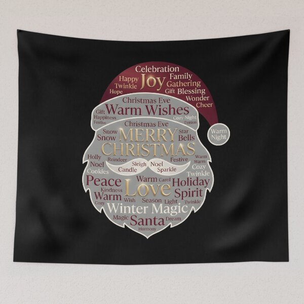 Item preview, Merry Christmas Word Cloud in Santa Shape – Holiday Typography Art designed and sold by SoulenCify.