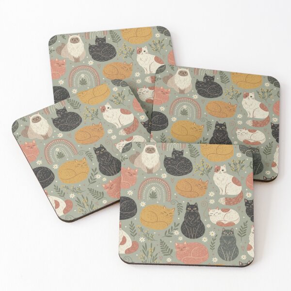 Item preview, Cosy Cat Garden Pattern with Wattle & Daisies designed and sold by TroyTheTerrific.