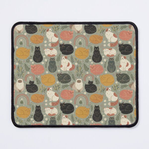 Item preview, Cosy Cat Garden Pattern with Wattle & Daisies designed and sold by TroyTheTerrific.